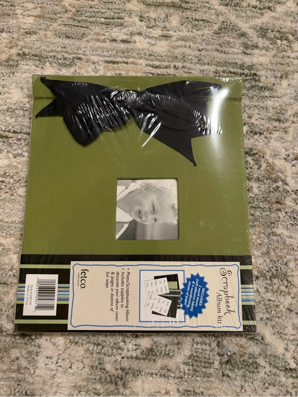Fetco Olive Green Photo Scrapbook Album with Black Bow